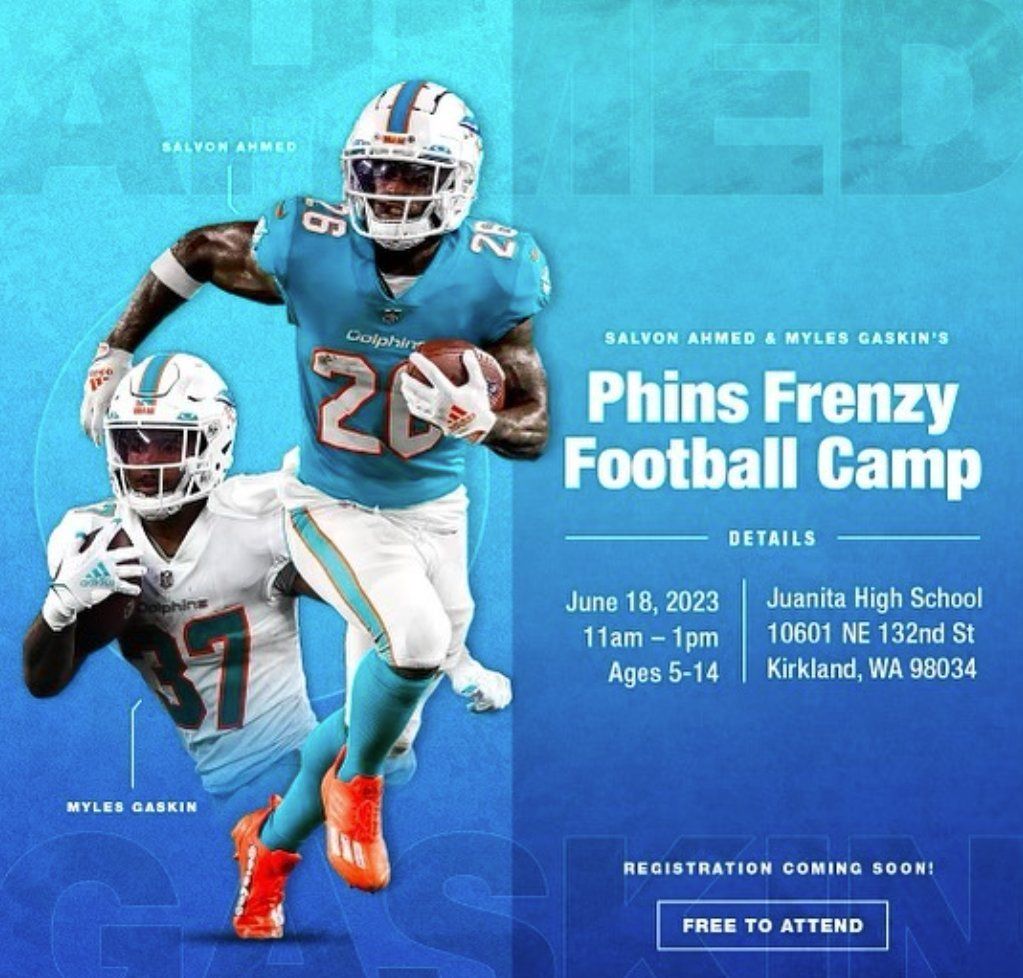 The first announcement graphic: both hosts in game kit, the camp name, the date, the school, and 'Registration coming soon'